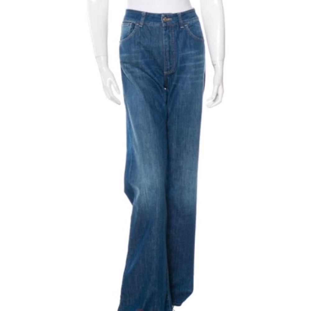 Acne Studio Lena Wide Leg High Waisted Medium Wash Jeans